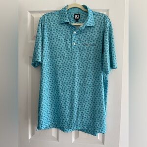 The Players Blue Patterned Golf Polo by Foot Joy. Size Medium.